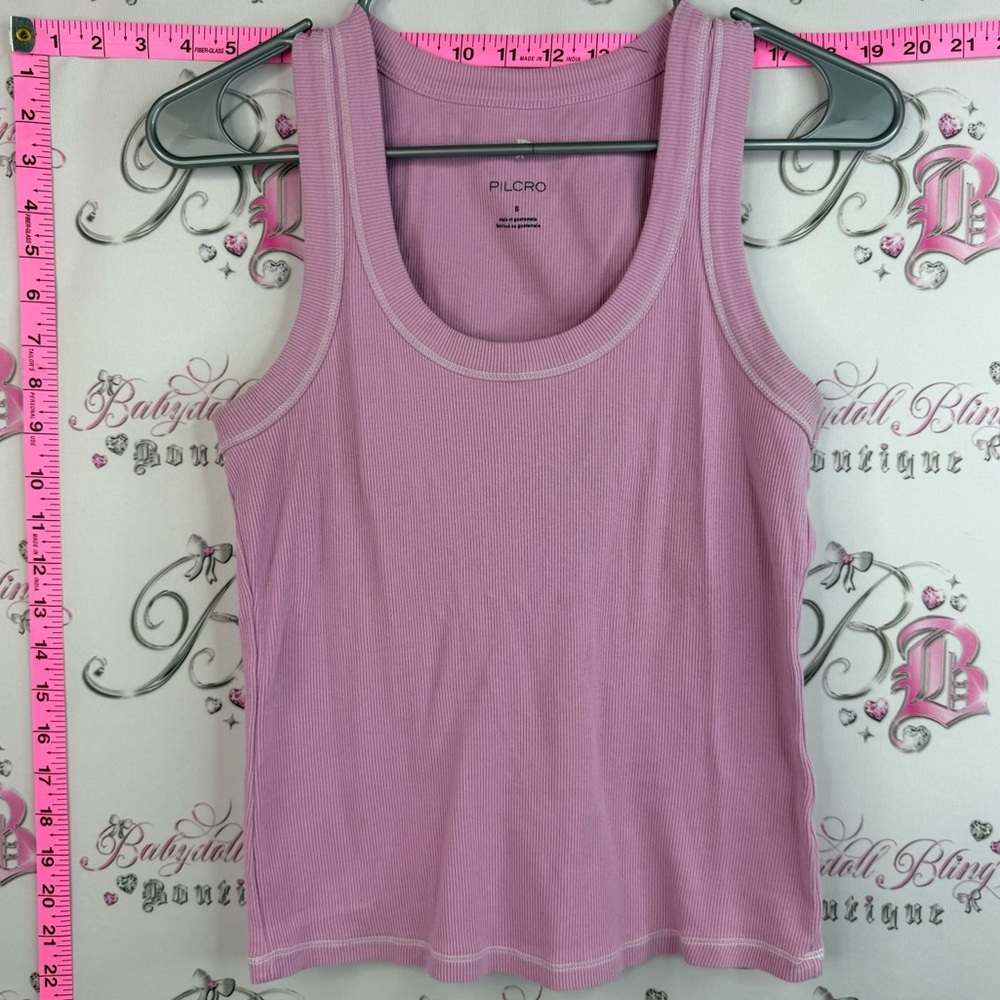 Pilcro tank top light Dusty Pink Ribbed Tank Top stretchy